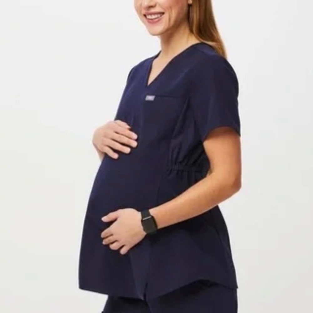 Figs Octavia Maternity Scrub Top Navy
